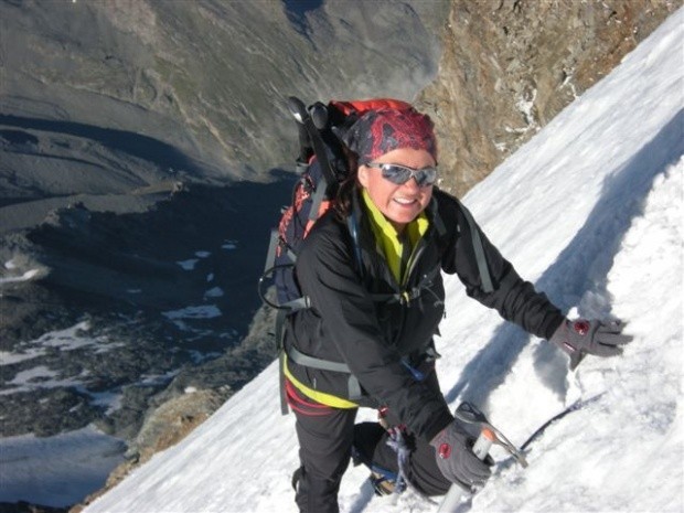 Auf dem steilen Weg zum Alphubel