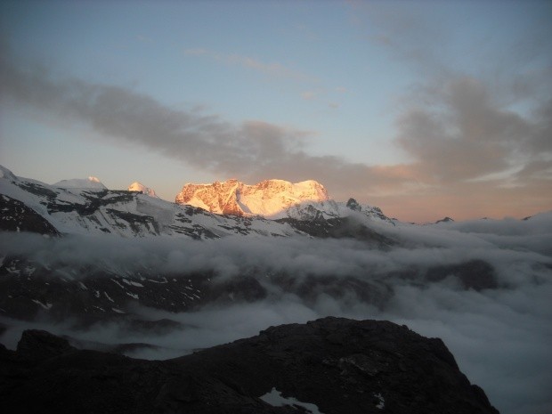 Morgenstimmung auf dem Weg zum Rimpfischsattel